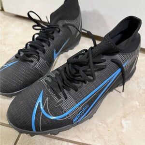 Nike Mercurial Men's Black and Blue Soccer Shoes